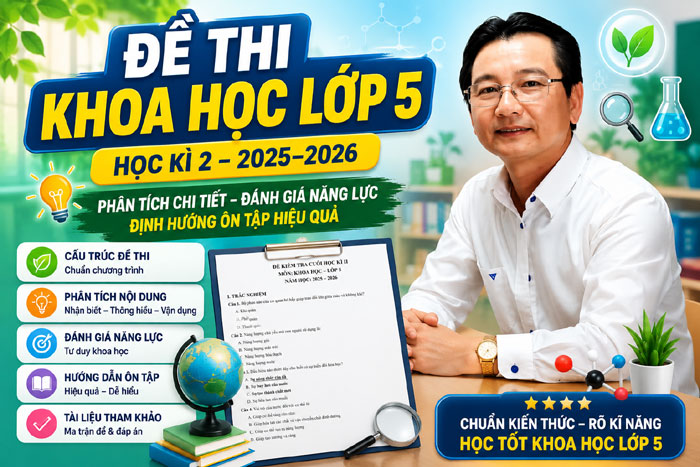 Đề thi Khoa học lớp 5 học kì 2 năm học 2025–2026. Phân tích chi tiết đánh giá năng lực